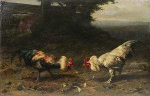 MAES Eugene Remy 1849-1931,A Wily Fox Watching a Cock Fight,1890,Jackson's US 2022-07-19