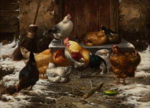 MAES Eugene Remy 1849-1931,Chickens in a Courtyard,Hindman US 2023-02-22