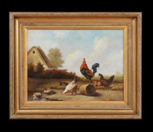 MAES Eugene Remy 1849-1931,Poultry in a Farmyard,New Orleans Auction US 2013-07-26