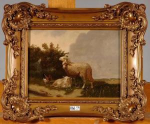 MAES Henri Hendrik 1800-1800,Moutons et coq au pré,VanDerKindere BE 2010-11-09