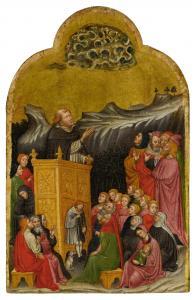 MAESTRO DA RONCAIETTE Attivo a Padova 1400-1430,The Sermon of St. Peter Martyr,Sotheby's 2021-01-30