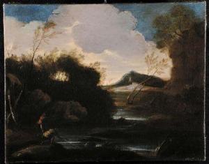 MAESTRO DELLA BETULLA 1625-1650,Scorcio paesistico fluviale con quinte arboree e p,Cambi 2012-02-27