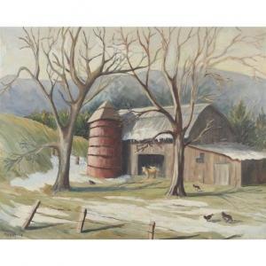 MAGENIS H 1800-1800,barnyard landscape with foothills in the backgroun,Ripley Auctions US 2020-11-07