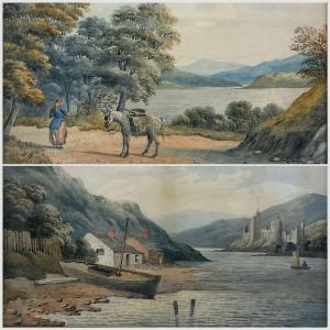 MAGENIS Henry,Lake Scene with Castle and Donke,19th century,Duggleby Stephenson (of York) 2023-07-28