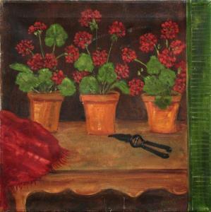 MAGGIE,Three Potted Red Geraniums,Clars Auction Gallery US 2009-07-11