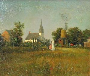 MAGILL Beatrice 1859,Landscape with farm, church, and figures,Bonhams GB 2010-05-09