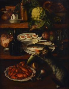 MAGINI Carlo 1720-1806,Interno di cucina con vivande gatto,Galleria Pananti Casa d'Aste 2023-06-22