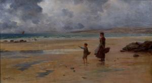 MAGINNIS Charles Donagh,A mother and child on a beach looking out to sea,Mallams 2007-01-18