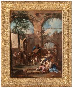 MAGNASCO IL LISSANDRO Alessandro 1667-1749,Capriccio con musicista e contadin,Wannenes Art Auctions 2024-03-05