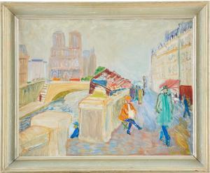 MAGNUSSON Ragnvald 1904-1984,Promenad vid Notre Dame, Paris,Uppsala Auction SE 2020-08-18