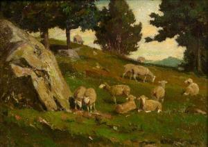 MAGRATH William 1838-1918,Sheep on a Hillside,1877,Morgan O'Driscoll IE 2023-10-24
