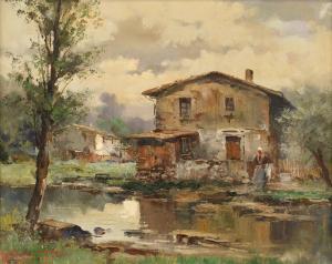 MAGROTTI Ercole 1890-1967,Paesaggio lacustre,Meeting Art IT 2023-10-21