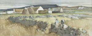 MAGUIRE Cecil 1930-2020,Figures in Hayfield with Cottages,Adams IE 2016-03-23