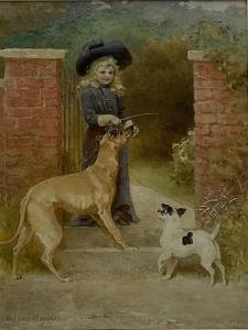 MAGUIRE Helena J. 1860-1909,Girl at the Garden Gate with Two Dogs,David Duggleby Limited 2022-06-17