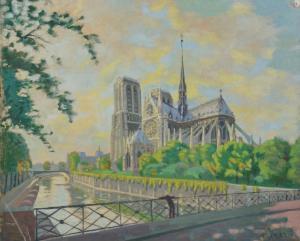 MAHELIN ROBERT PAUL 1889-1968,Notre Dame de Paris et rue de Montmartre,Yann Le Mouel FR 2016-07-01