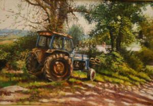 MAHER Kate Heath 1860-1946,Tractor in Farmyard,Mullen's Laurel Park IE 2007-03-11