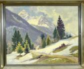 MAHN Richard 1866-1951,Kapelle im Altschnee mit Blick auf die Allgäuer Berge,Allgauer DE 2010-07-08