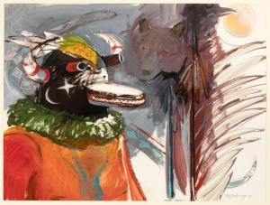 MAHONEY Joella Jean 1933,Katsina & Coyote,1985,Santa Fe Art Auction US 2023-03-15