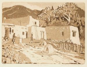 MAHONEY Joella Jean 1933,Morning at Taos,1979,Santa Fe Art Auction US 2023-03-16