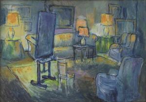 MAHRENHOLZ Harald 1904-1994,Interior with an easel indistinctly,Sworders GB 2023-06-04
