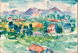 MAHRINGER Anton 1902-1974,Landschaft mit Häusern mit roten Dächern,1931,Palais Dorotheum 2023-12-21
