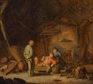 MAHU Cornelis 1613-1689,Drinking peasants in a barn,im Kinsky Auktionshaus AT 2021-12-14