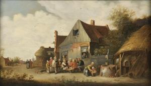 MAHU Cornelis 1613-1689,Famille de paysans devant une auberge,Daguerre FR 2020-10-06