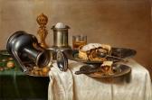 MAHU Cornelis 1613-1689,Still Life with a Pastry, Nuts, a Salt Dish, Pewte,Lempertz DE 2020-05-30