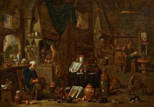 MAHU Victor 1665-1700,Interior Scene with an Alchemist and his Assistants,Lempertz DE 2021-11-20