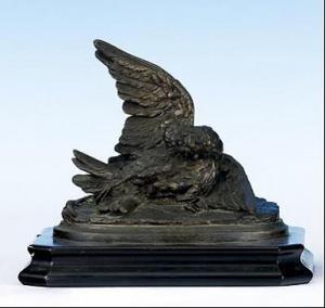 MAILLARD Charles 1876,Pájaro cazado. Figura escultórica en bronce, firma,Anteo Subastas 2006-05-23