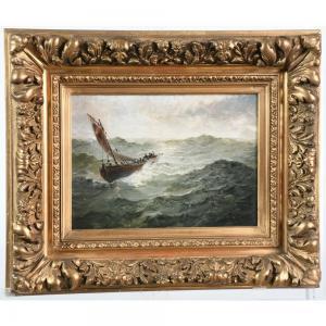 MAILLARD Emile 1846-1926,Bateau dans la tempête,Herbette FR 2023-01-29