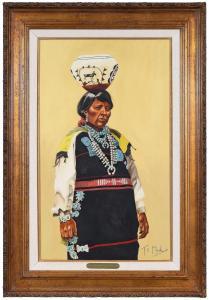 MAILS THOMAS E. 1920-2001,Zuni Woman with Olla,Brunk Auctions US 2023-07-15