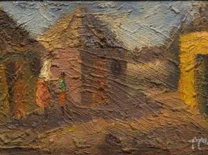 MAIMANE Michael 1961,Village Scene with Figures,2010,5th Avenue Auctioneers ZA 2017-02-19