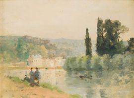 MAINCENT Gustave 1850-1887,Bord de rivière animé,Baron Ribeyre & Associés FR 2021-12-01