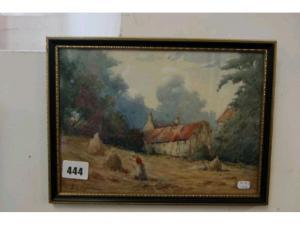 maine jp,Cottage in a hayfield with figure,Smiths of Newent Auctioneers GB 2009-07-17