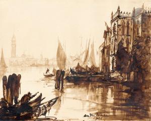 MAIRE Andre 1898-1984,Venise, soleil couchant,1926,Ader FR 2024-04-18