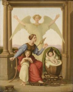 MAISON Pierre Eugene 1814-1879,Jeune mère et ses enfants veillés par leur ange ga,Tajan 2008-10-24