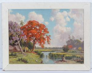 MAJUMDAR B 1900-1900,Indian landscape, spring,Anderson & Garland GB 2022-02-20