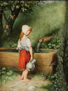 MAKLOTH Johann 1846-1908,Mädchen am Brunnen,Kastern DE 2014-05-31