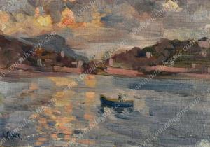 MAKO Sergej Alexandrow 1885-1953,Paysage à la barque au soleil couchant,Coutau-Begarie FR 2019-04-19
