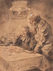 MAKOVSKI Vladimir Egorovitch 1846-1920,Militar con echadora de cartas,1917,Balclis ES 2012-12-18