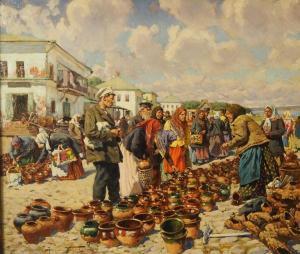 MAKOVSKIJ ALEKSANDR VLADIMIROVIC 1800-1900,Jour de marché,Sadde FR 2017-06-12