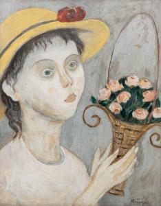 MAKOWSKI Tadeusz, Tade 1882-1932,Dziewczynka z koszem kwiatów,1923,Sopocki Dom Aukcjny PL 2023-11-25