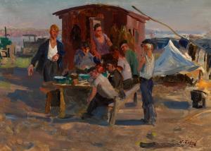 MAKSIMOV Konstanin Mefodevich 1913-1993,Workers on a Lunch Break,MacDougall's GB 2023-12-05