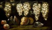 MALAGOLI Bernardino 1785-1859,Uve bianche, pere, pesche e fichi neri su un pi,1859,Minerva Auctions 2012-11-15