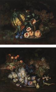 MALAGOLI Francesco 1732,Melons with a bird, grapes, plums, peach,18th Century,Palais Dorotheum 2023-06-21