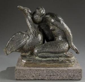 MALAMUD TOSIA 1923,female nude with swan,1953,Quinn's US 2011-12-10