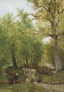 MALAPEAU Charles Alexis,Wäscherin an einem Bach unter Bäumen,1887,Winterberg Arno 2023-10-21
