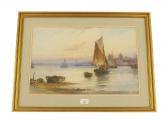 MALCOLM LLOYD R 1880-1899,Estuary scene with fishing boats at sunset,Gardiner Houlgate GB 2017-04-20