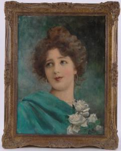 MALEMPRÉ Leo 1860-1901,portrait of a young woman,Burstow and Hewett GB 2016-10-19